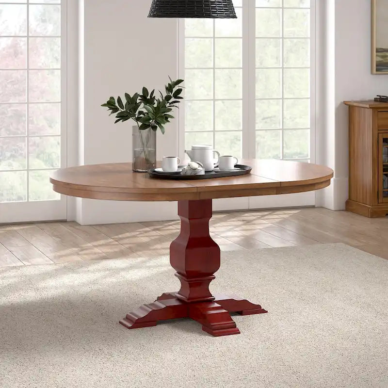 Extendable Oval Rubberwood Dining Table with Pedestal Base – 7 Finishes