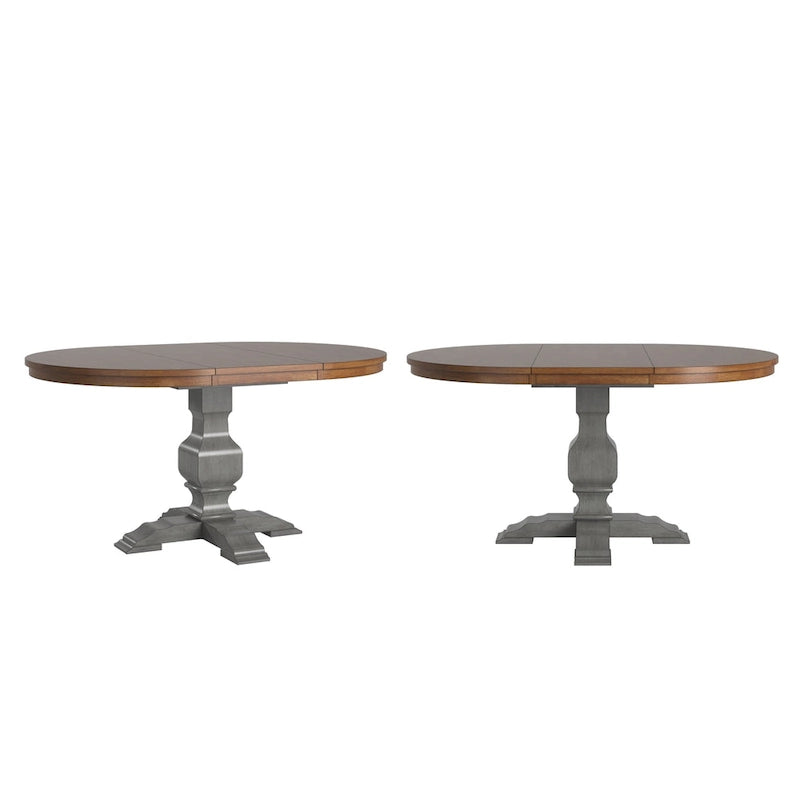 Extendable Oval Rubberwood Dining Table with Pedestal Base – 7 Finishes