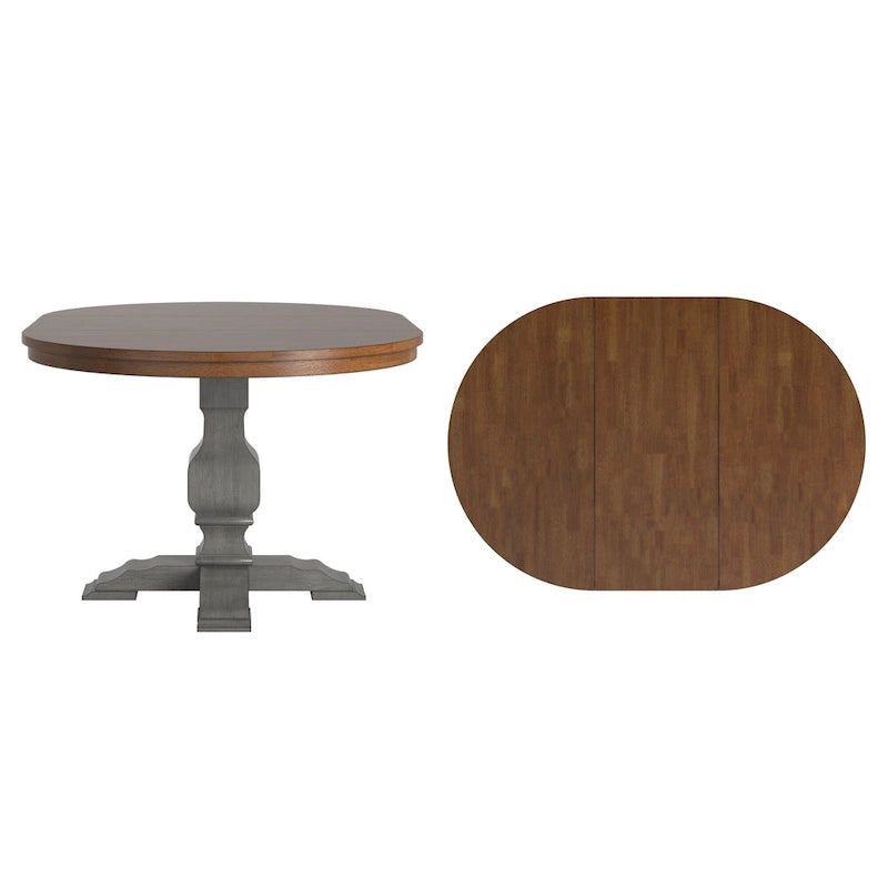 Extendable Oval Rubberwood Dining Table with Pedestal Base – 7 Finishes