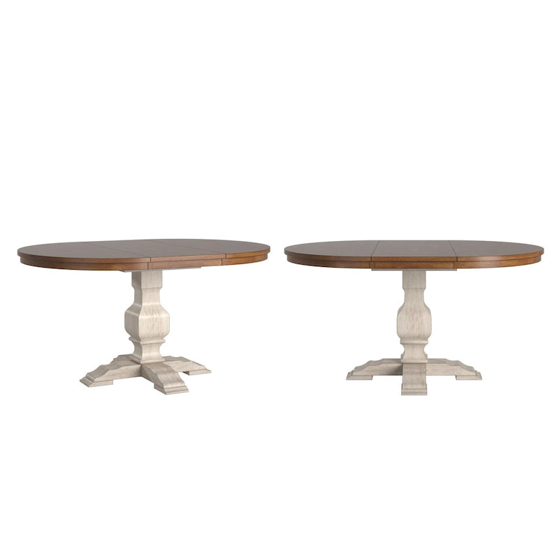 Extendable Oval Rubberwood Dining Table with Pedestal Base – 7 Finishes
