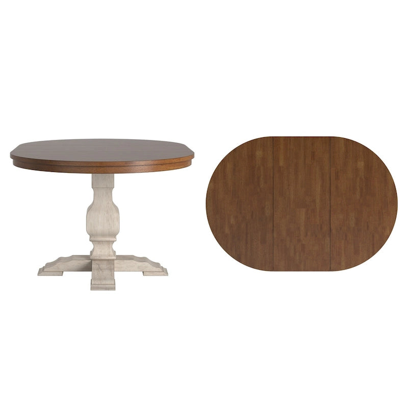 Extendable Oval Rubberwood Dining Table with Pedestal Base – 7 Finishes
