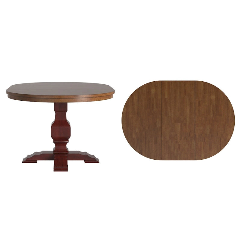 Extendable Oval Rubberwood Dining Table with Pedestal Base – 7 Finishes