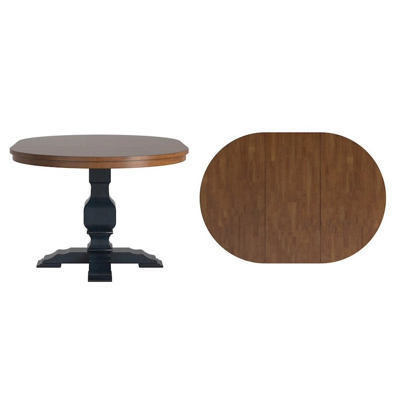 Extendable Oval Rubberwood Dining Table with Pedestal Base – 7 Finishes
