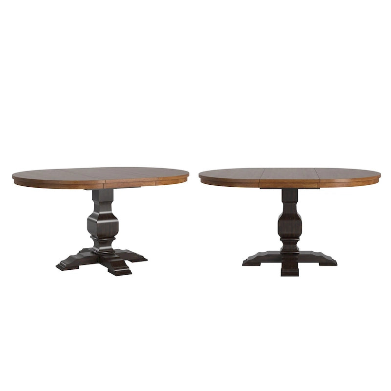 Extendable Oval Rubberwood Dining Table with Pedestal Base – 7 Finishes