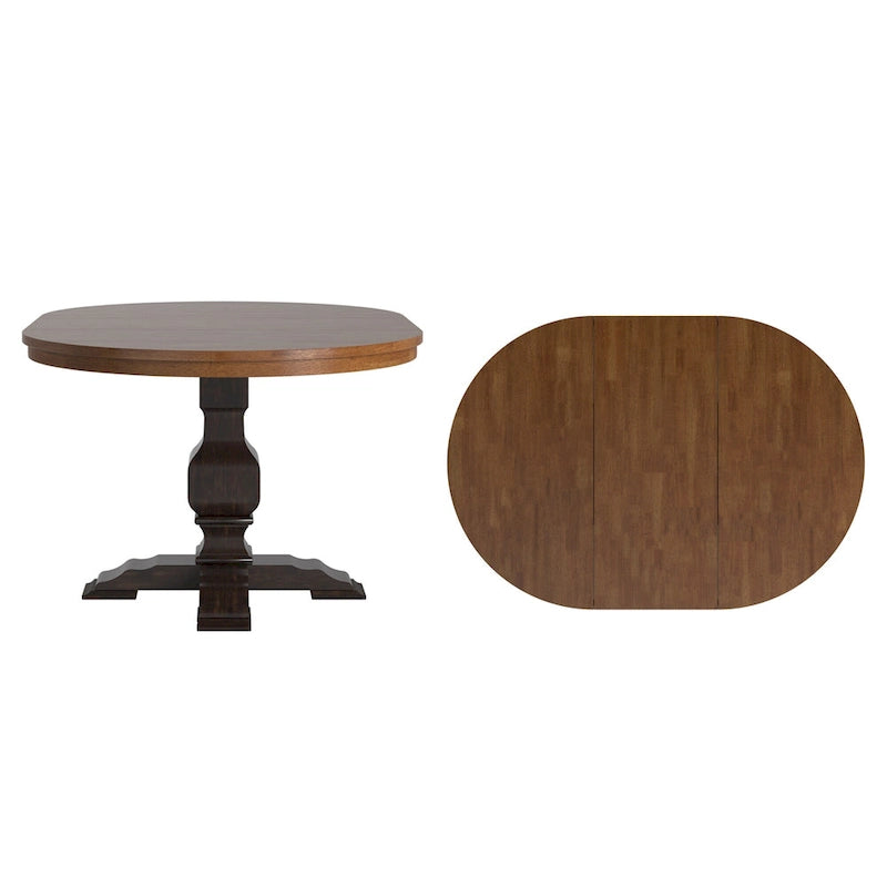Extendable Oval Rubberwood Dining Table with Pedestal Base – 7 Finishes