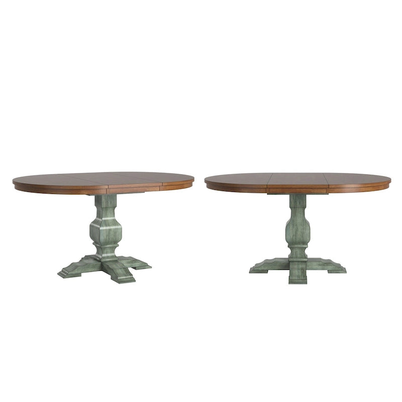 Extendable Oval Rubberwood Dining Table with Pedestal Base – 7 Finishes