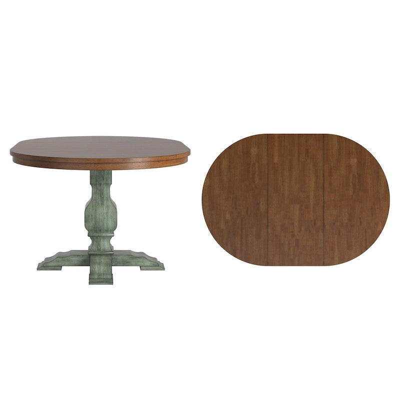 Extendable Oval Rubberwood Dining Table with Pedestal Base – 7 Finishes