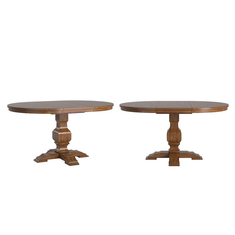 Extendable Oval Rubberwood Dining Table with Pedestal Base – 7 Finishes