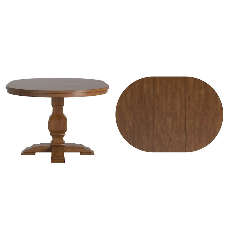 Extendable Oval Rubberwood Dining Table with Pedestal Base – 7 Finishes