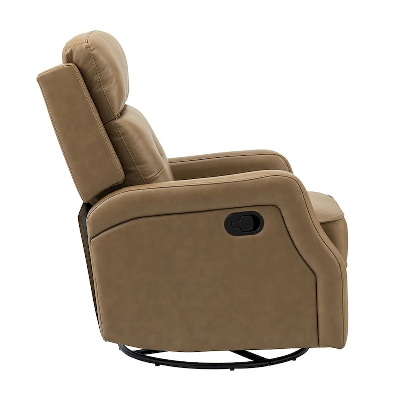 360-Degree Swivel Recliner with Tufted Back, Nailhead Trim and Metal Base