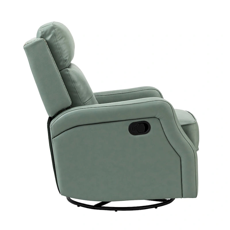 360-Degree Swivel Recliner with Tufted Back, Nailhead Trim and Metal Base