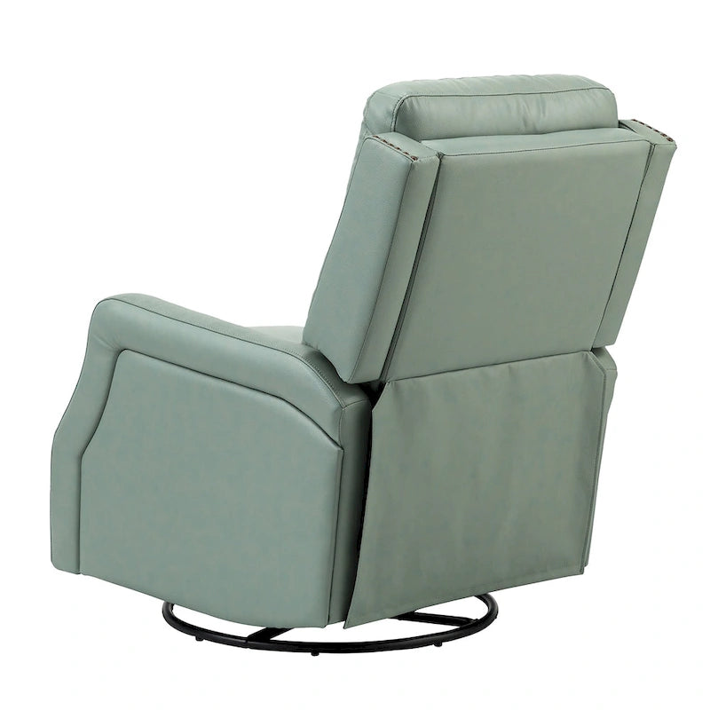 360-Degree Swivel Recliner with Tufted Back, Nailhead Trim and Metal Base