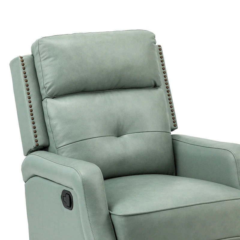 360-Degree Swivel Recliner with Tufted Back, Nailhead Trim and Metal Base