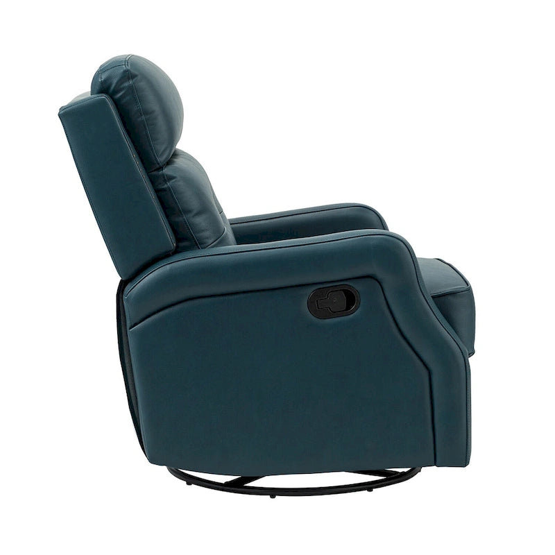 360-Degree Swivel Recliner with Tufted Back, Nailhead Trim and Metal Base