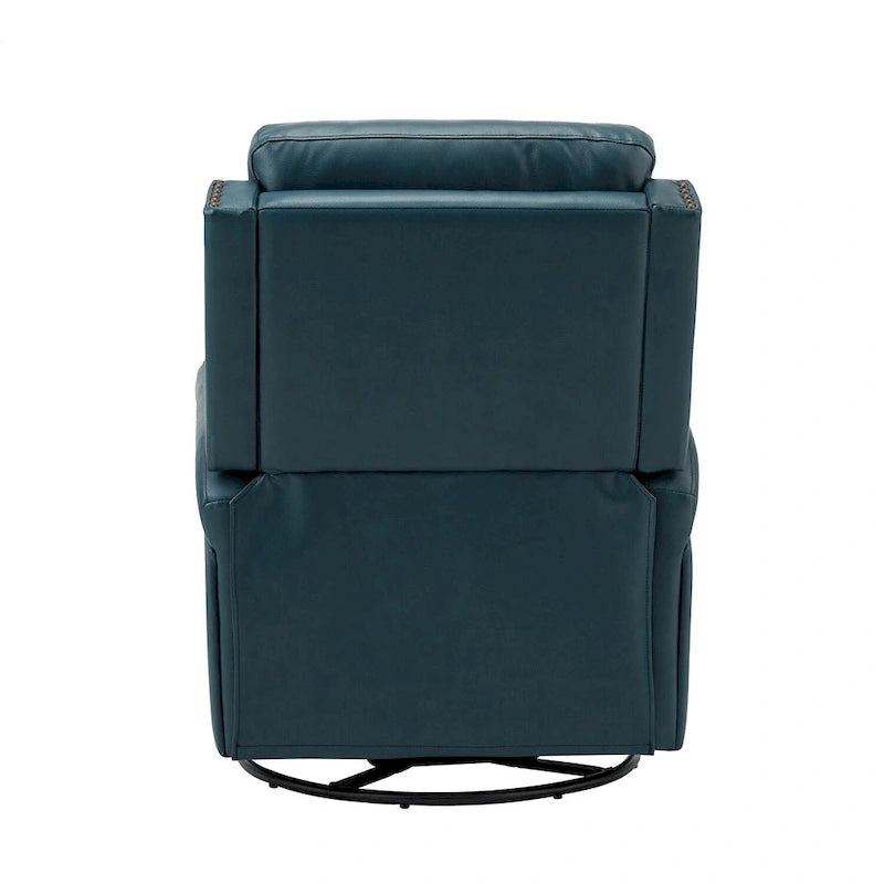 360-Degree Swivel Recliner with Tufted Back, Nailhead Trim and Metal Base