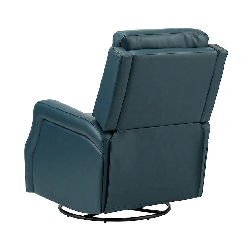 360-Degree Swivel Recliner with Tufted Back, Nailhead Trim and Metal Base