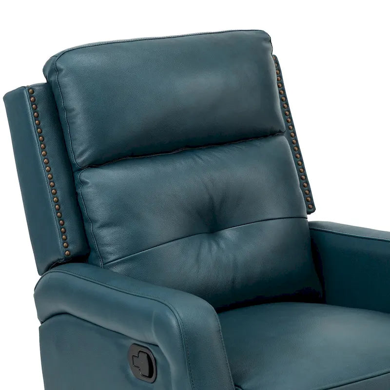 360-Degree Swivel Recliner with Tufted Back, Nailhead Trim and Metal Base