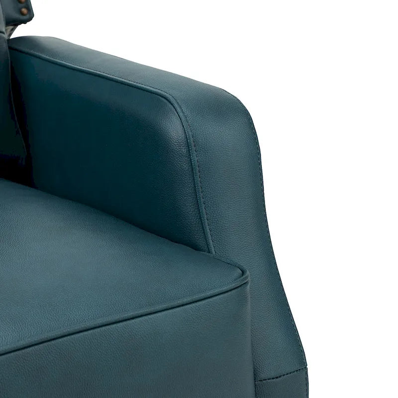 360-Degree Swivel Recliner with Tufted Back, Nailhead Trim and Metal Base