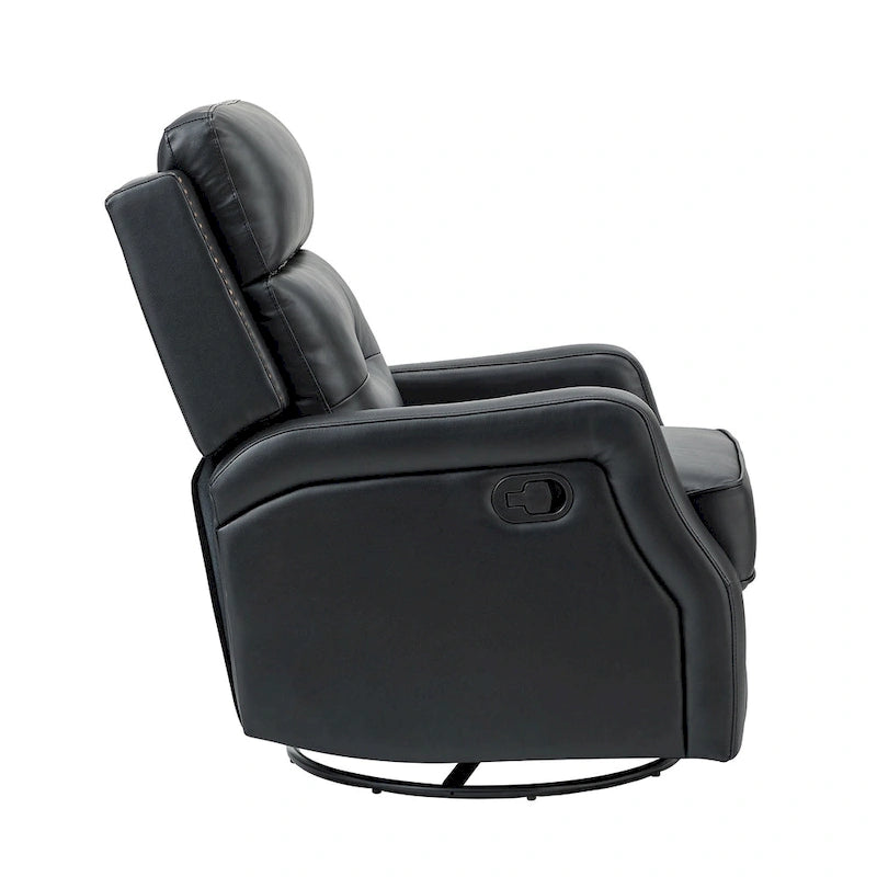 360-Degree Swivel Recliner with Tufted Back, Nailhead Trim and Metal Base