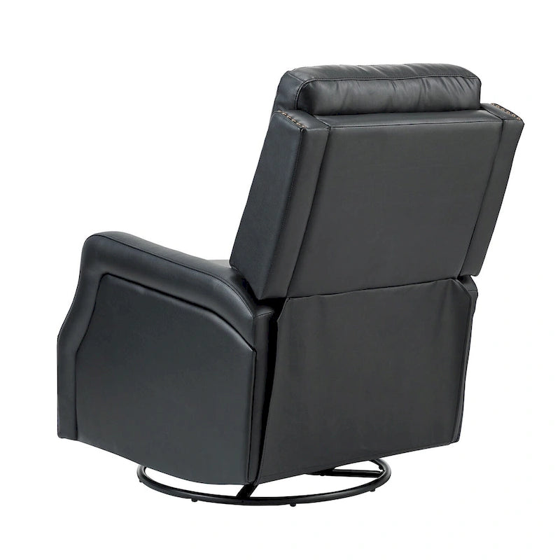 360-Degree Swivel Recliner with Tufted Back, Nailhead Trim and Metal Base