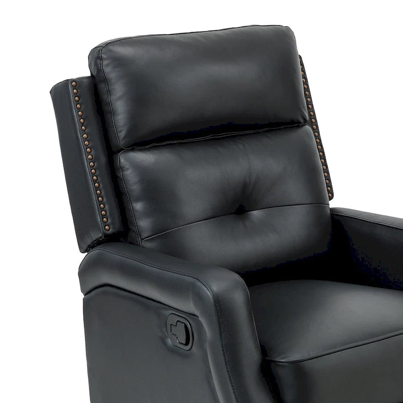 360-Degree Swivel Recliner with Tufted Back, Nailhead Trim and Metal Base