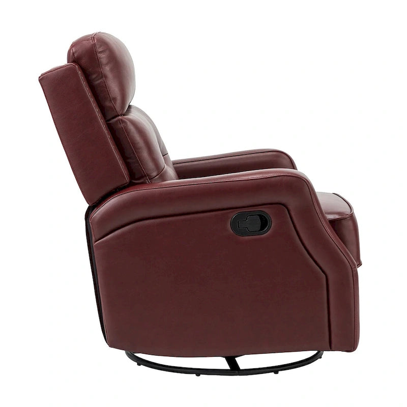 360-Degree Swivel Recliner with Tufted Back, Nailhead Trim and Metal Base
