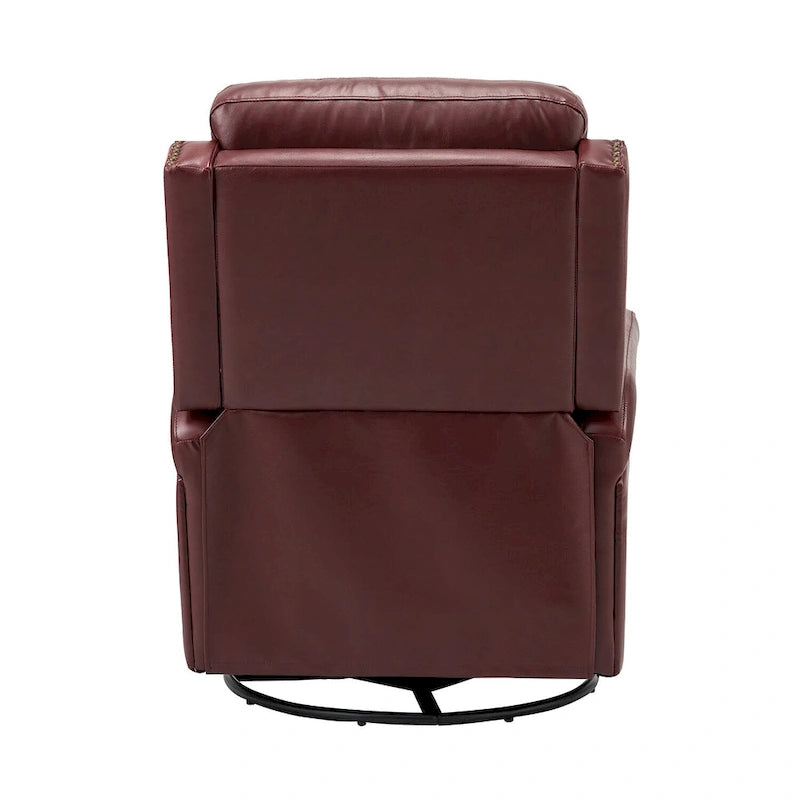 360-Degree Swivel Recliner with Tufted Back, Nailhead Trim and Metal Base