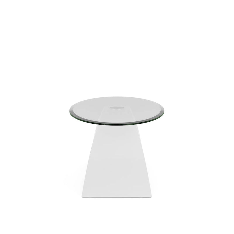 47-Inch Oval Glass Top Coffee Table with High Gloss Arched Base