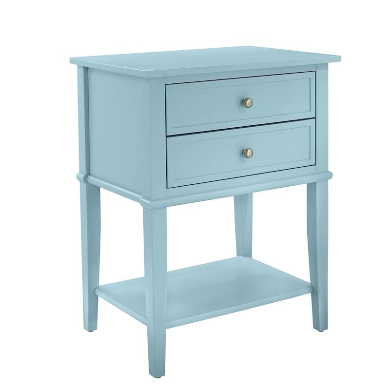 2-Drawer Accent Side Table with Open Shelf