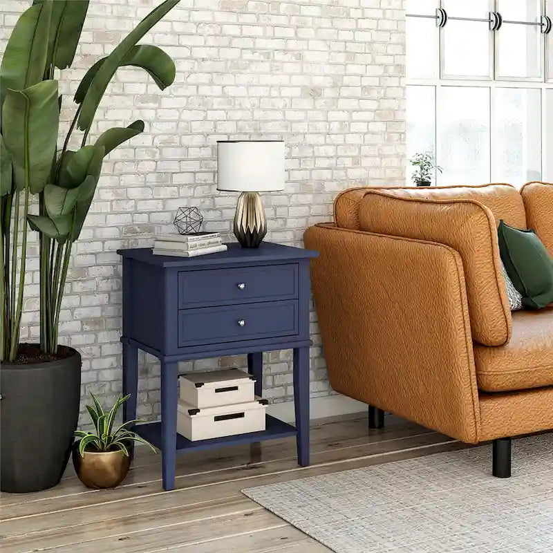 2-Drawer Accent Side Table with Open Shelf