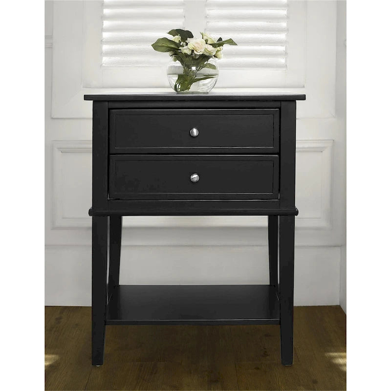 2-Drawer Accent Side Table with Open Shelf