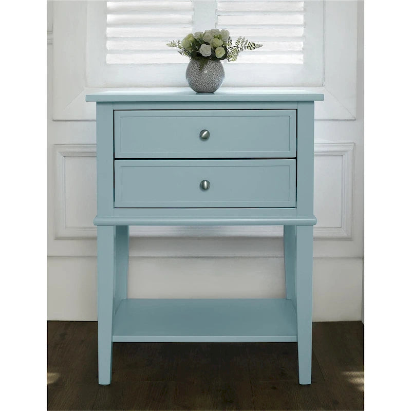 2-Drawer Accent Side Table with Open Shelf