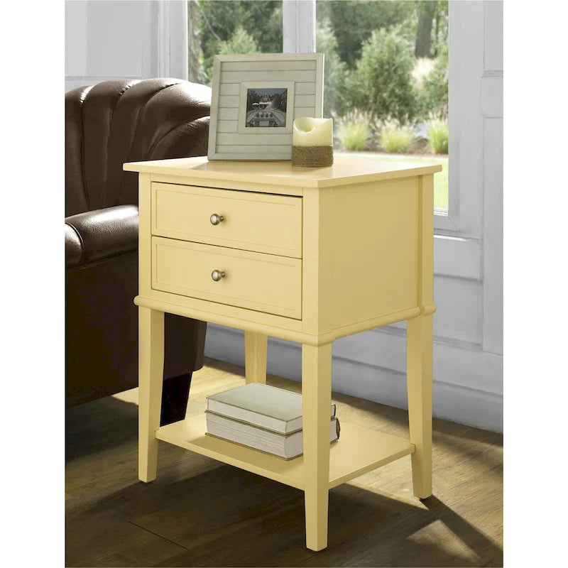 2-Drawer Accent Side Table with Open Shelf