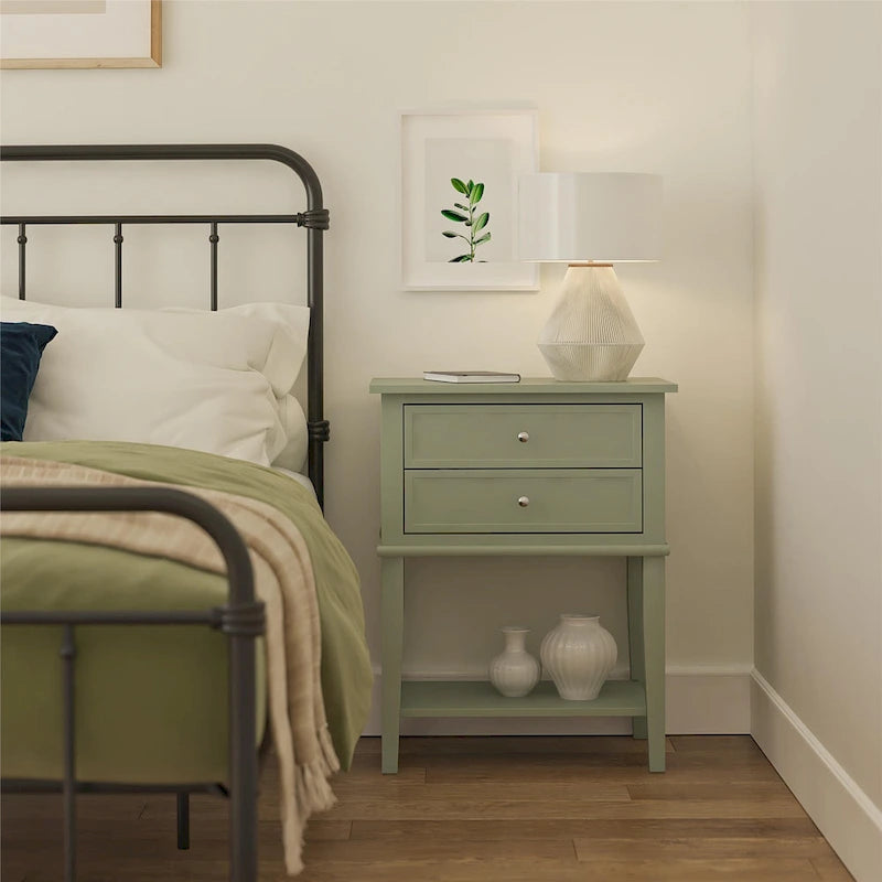 2-Drawer Accent Side Table with Open Shelf