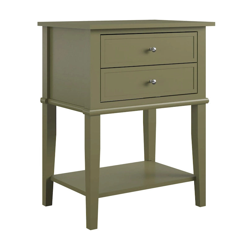 2-Drawer Accent Side Table with Open Shelf
