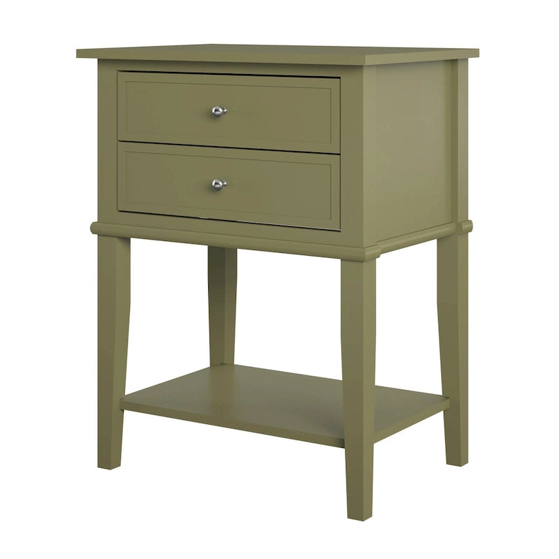 2-Drawer Accent Side Table with Open Shelf