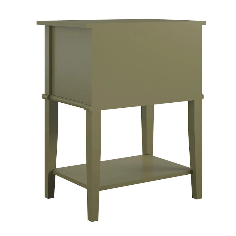 2-Drawer Accent Side Table with Open Shelf
