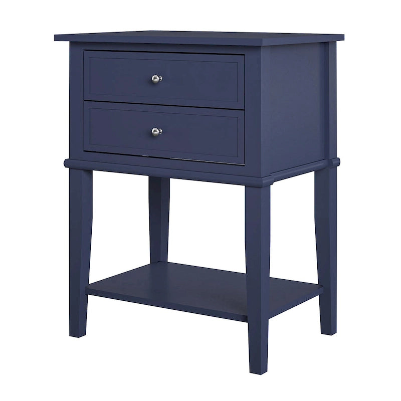 2-Drawer Accent Side Table with Open Shelf