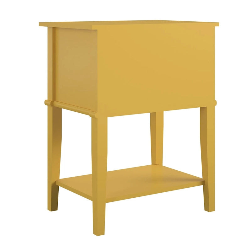 2-Drawer Accent Side Table with Open Shelf