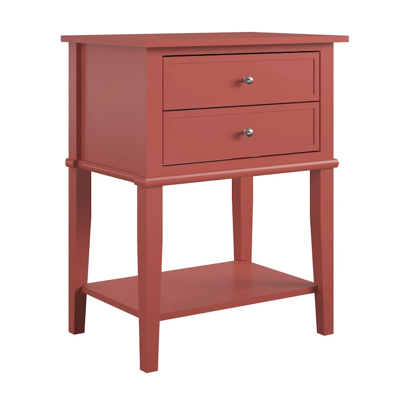 2-Drawer Accent Side Table with Open Shelf