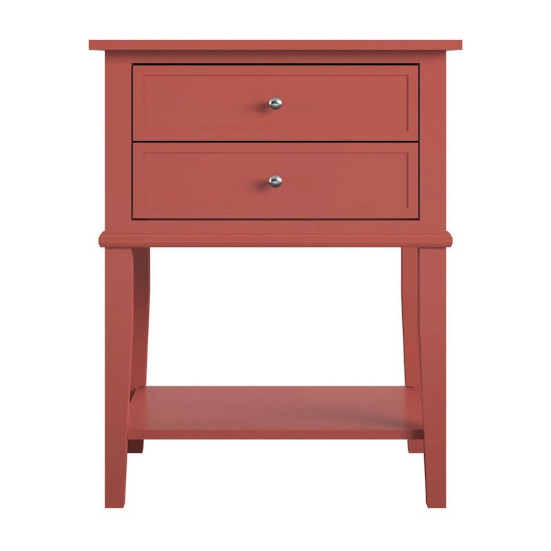 2-Drawer Accent Side Table with Open Shelf