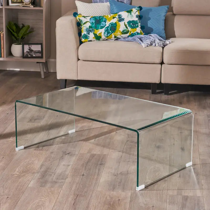 Solid Tempered Glass Rectangle Coffee Table – No Assembly Required