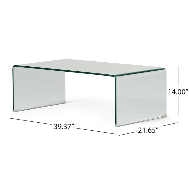 Solid Tempered Glass Rectangle Coffee Table – No Assembly Required