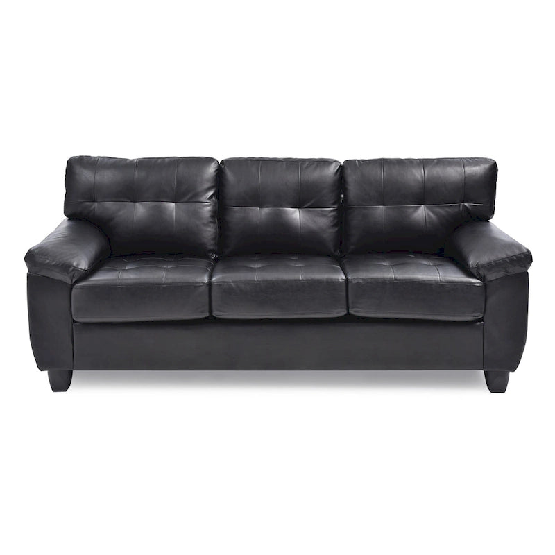 3-Seat Faux Leather Sofa with Pocket Coil Cushions, Tufted Back and Pillowtop Arms