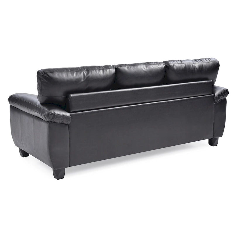 3-Seat Faux Leather Sofa with Pocket Coil Cushions, Tufted Back and Pillowtop Arms