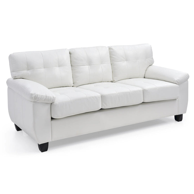 3-Seat Faux Leather Sofa with Pocket Coil Cushions, Tufted Back and Pillowtop Arms