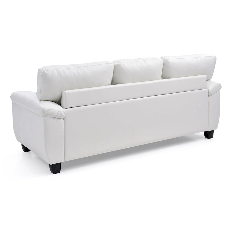 3-Seat Faux Leather Sofa with Pocket Coil Cushions, Tufted Back and Pillowtop Arms