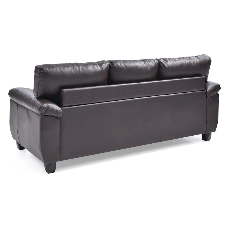 3-Seat Faux Leather Sofa with Pocket Coil Cushions, Tufted Back and Pillowtop Arms