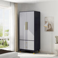 2-Door Wood Wardrobe Armoire with 2 Drawers and Open Shelf