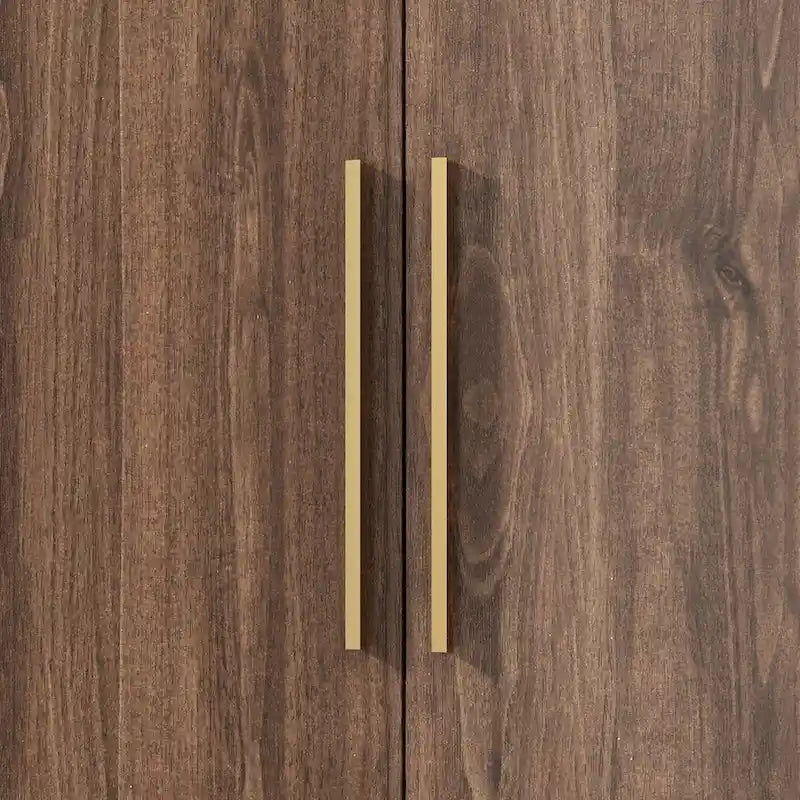 2-Door Wood Wardrobe Armoire with 2 Drawers and Open Shelf